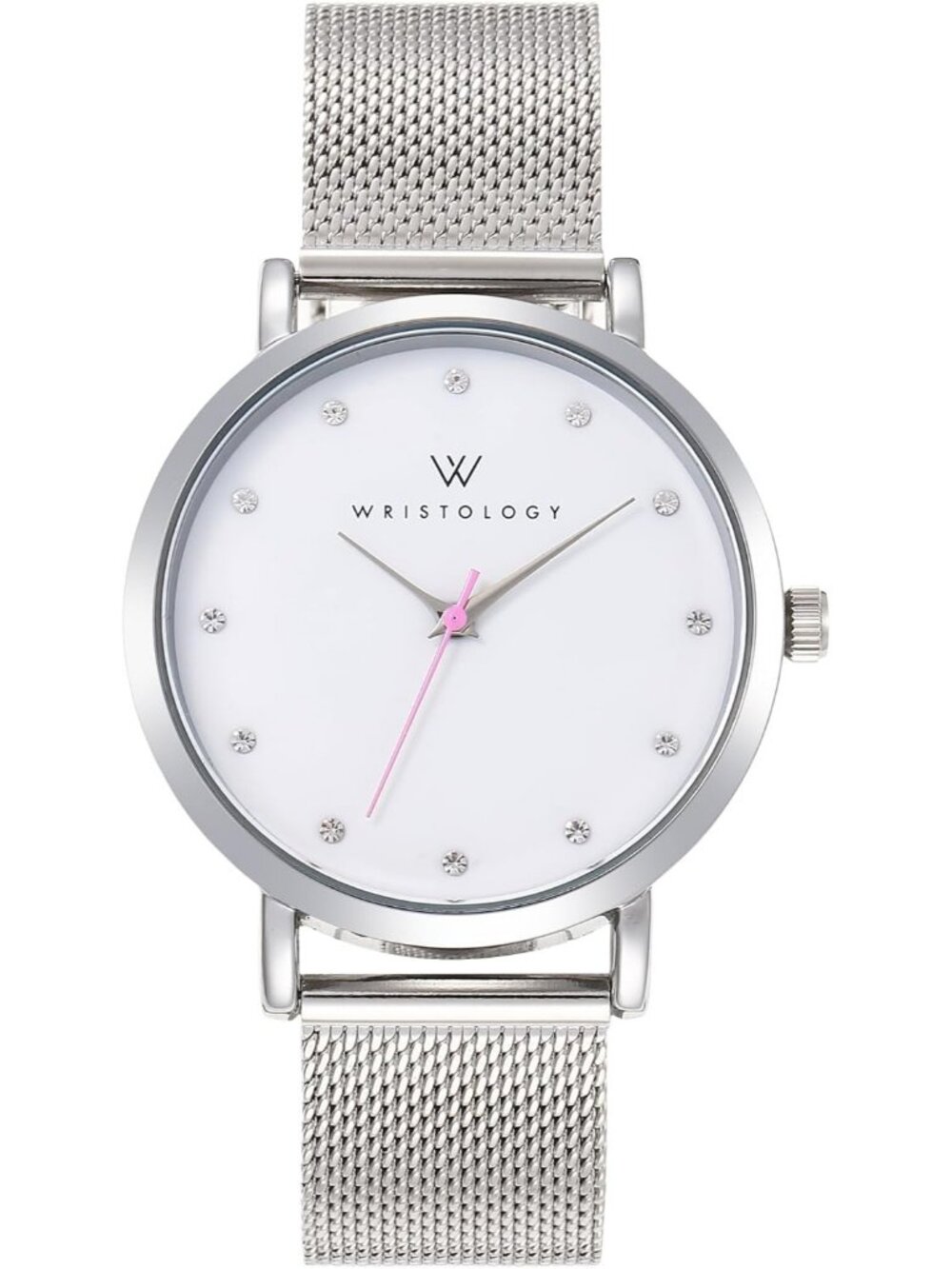 Women's Maxi Silver Metal Mesh Genuine Leather Band Large Easy to Read Watch